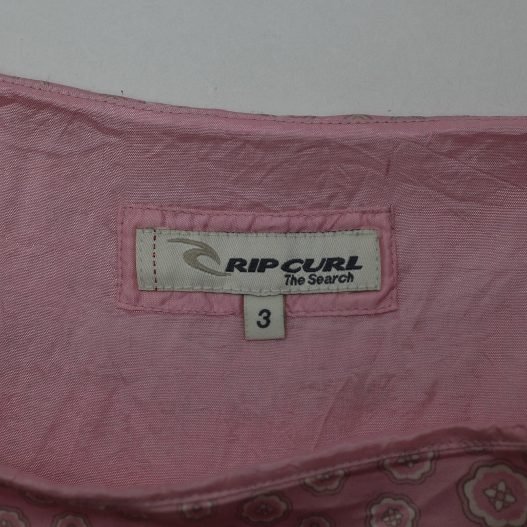 Y2K Ladies Rip Curl Geometric Circle Print Satin Flared Skirt Size 3