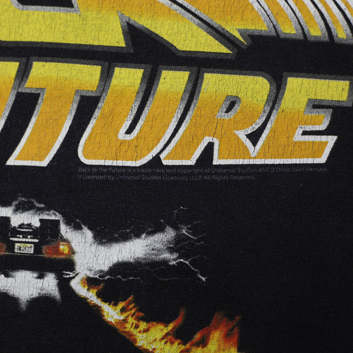 Vintage Back to the Future" Logo Flames Black Graphic T-Shirt Large