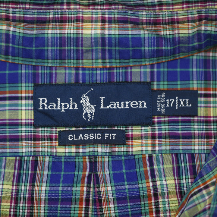 Mens Ralph Lauren Classic Fit Long Sleeve Button Down Plaid Shirt Size 17/XL