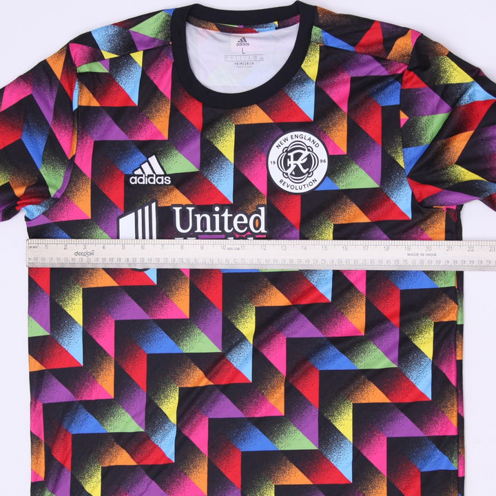 Mens 2021 Adidas MLS New England Revolution Geometric Warm Up Jersey Size L