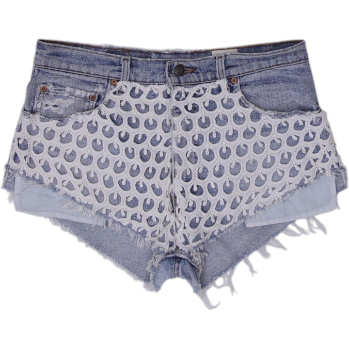 Levi 550 Washed Blue Fringe Urban Renewal Denim Shorts Size L