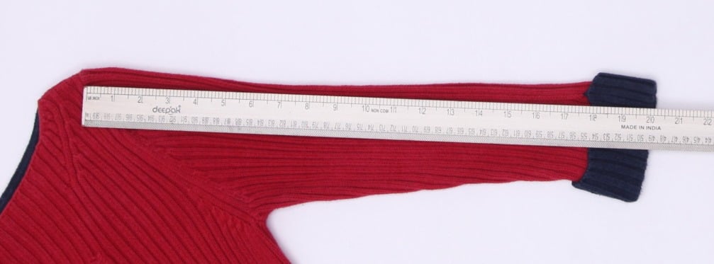 Vintage Ladies Polo Jeans Company Ralph Lauren American Flag Red Cotton Knit Sweater M