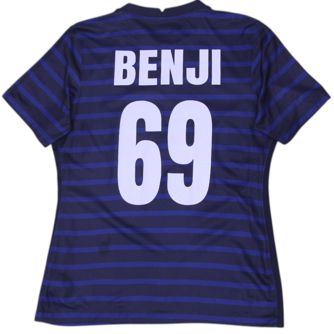 Ladies Nike FFF France 2020 Soccer Navy Striped Jersey L | Migration_Jerseys - Side View | Fashion Rerun
