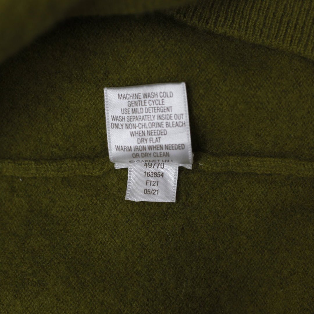 Ladies Garnet Hill 100% Cashmere Sweater Olive Green Raglan Crewneck Size M