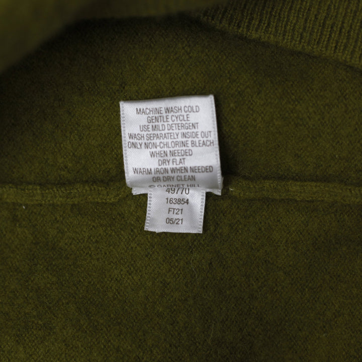Ladies Garnet Hill 100% Cashmere Sweater Olive Green Raglan Crewneck Size M