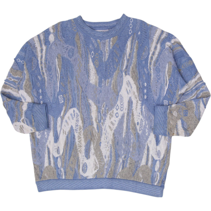 Vintage 90s COOGI Blues 100% Cotton 3D Textured Knit Crewneck Sweater Size L