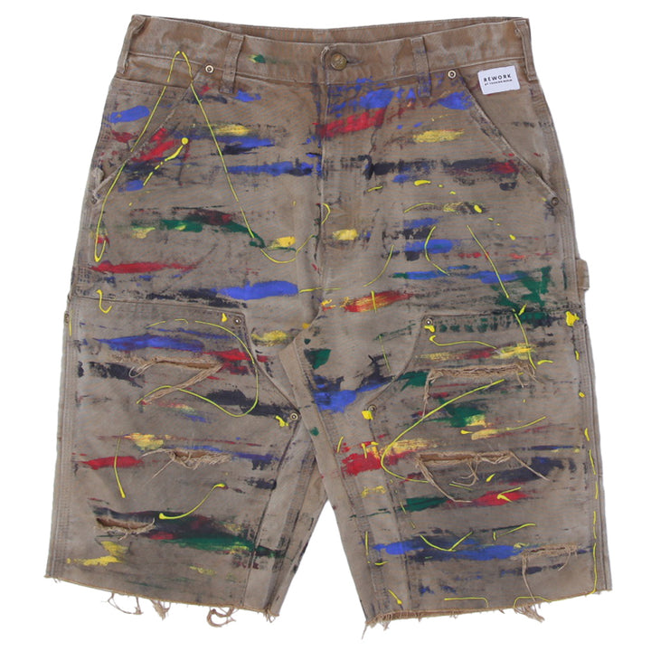 Rework Carhartt Original Fit Paint Splatter Work Shorts Mens - PR290