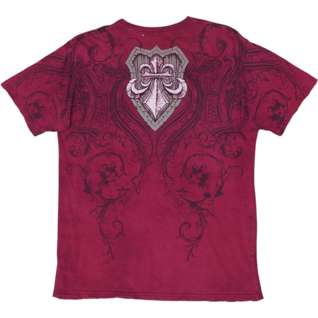 Y2K Mens Affliction Skull Print Cotton Graphic T-Shirt Size XL