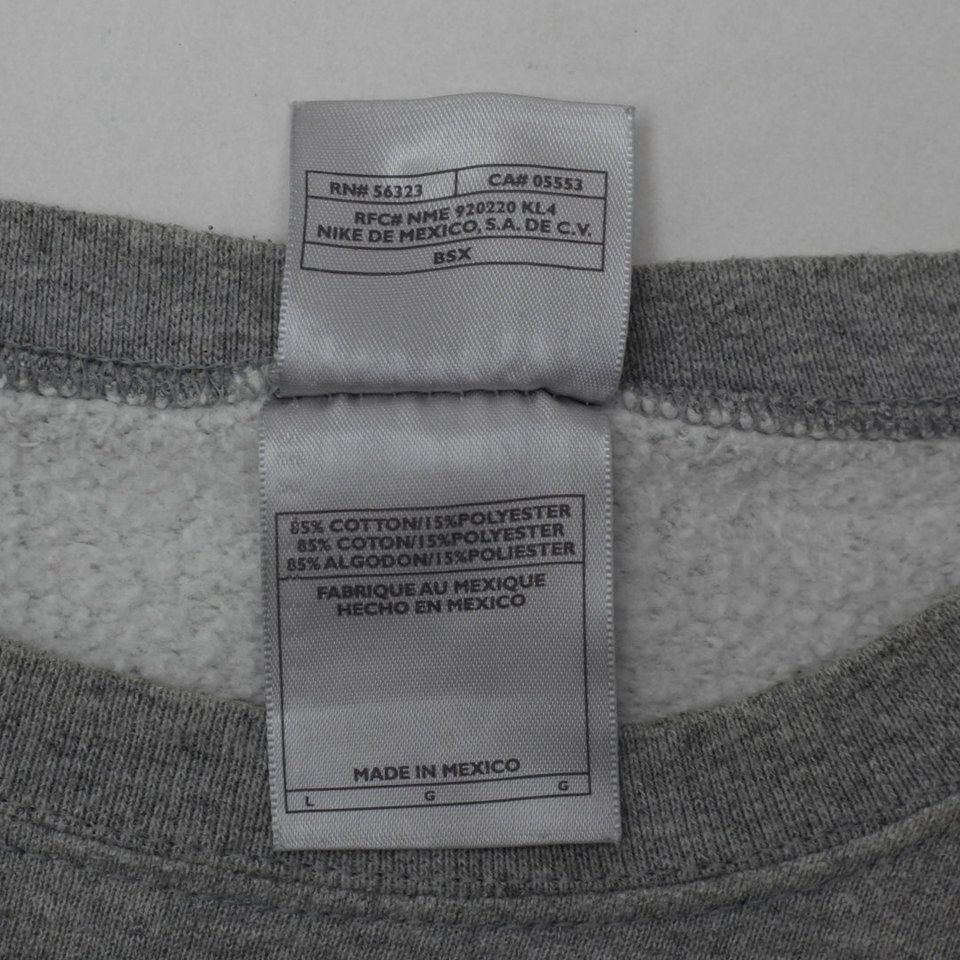 Vintage Mens Nike Sweatshirt Gray Logo Fleece Pullover | Migration_Sweatshirt - Detail View | Fashion Rerun