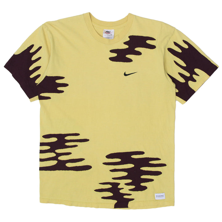 Rework Nike Brown Patch Pattern Yellow Mens T-Shirt - PR280