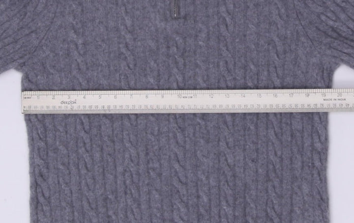 Mens Saks Fifth Avenue 100% Cashmere Quarter Zip Cable Knit Sweater