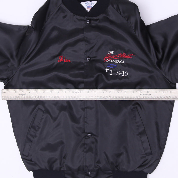 Vintage 80s WestArk Chevrolet Heartbeat of America Satin Bomber Jacket USA M
