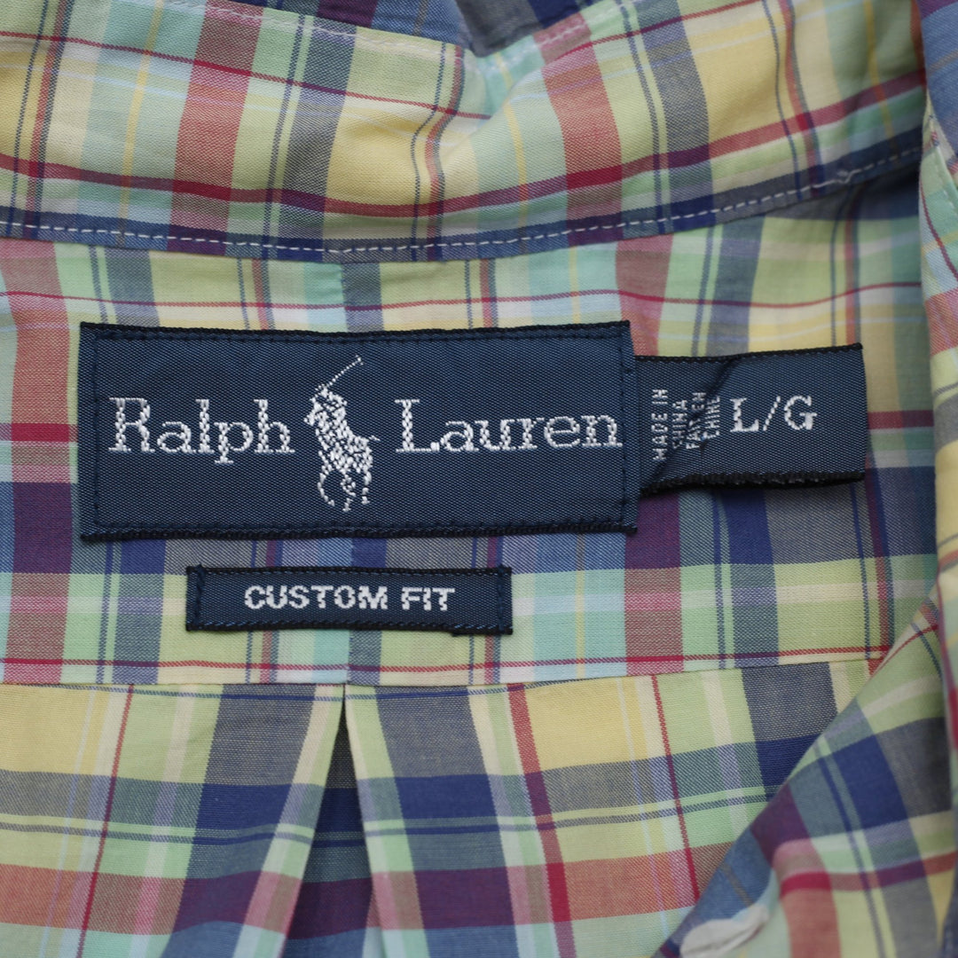 Mens Ralph Lauren Custom Fit Shirt Plaid Multicolor Short Sleeve Size L