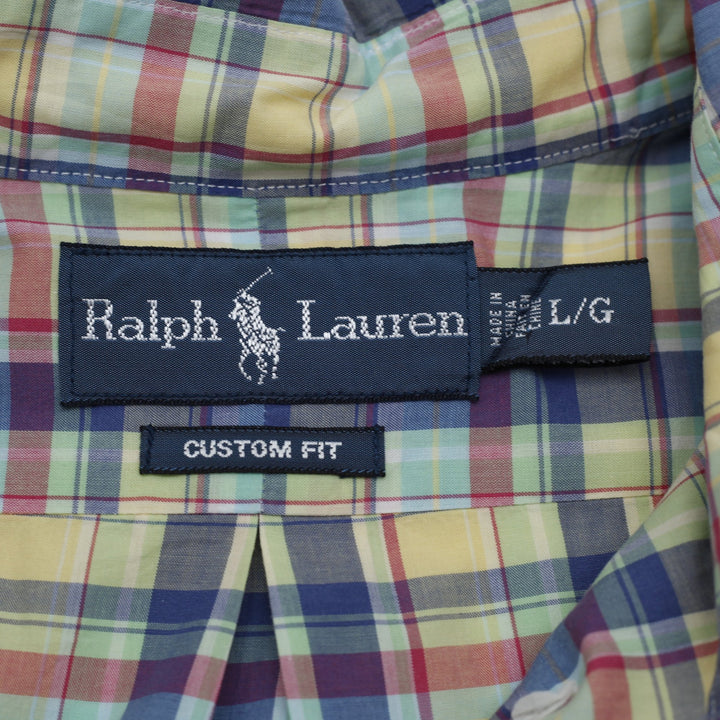 Mens Ralph Lauren Custom Fit Shirt Plaid Multicolor Short Sleeve Size L