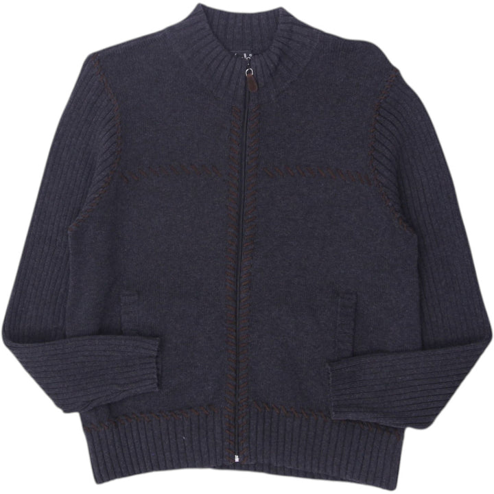 Mens Rafaella Cardigan Gray Full Zip Mockneck Knitted Sweater Size XL