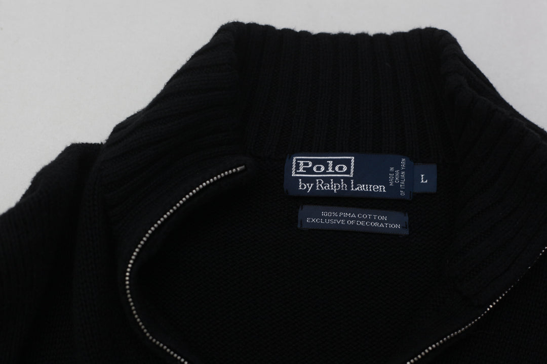 Mens Polo By Ralph Lauren 100% Pima Cotton Quarter Zip Sweater