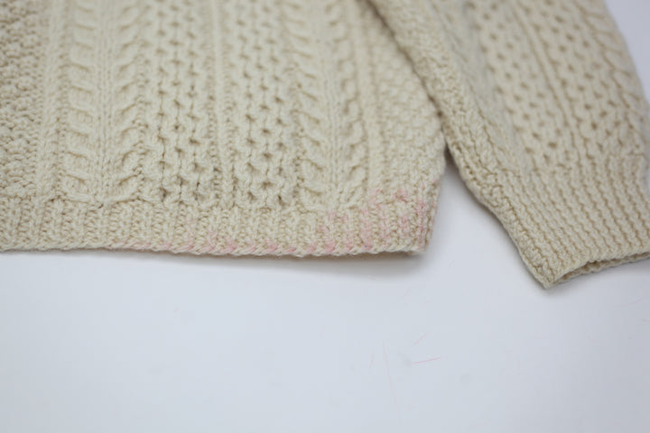 Vintage Irish Cottage Woolen Knitted Sweater Cardigan Ladies