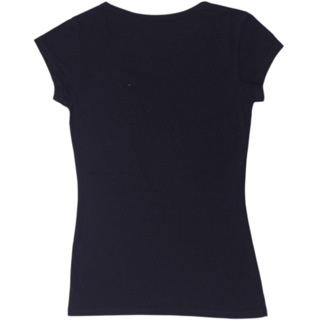 Y2K Ladies Guess Graphic T-Shirt Black Size XS
