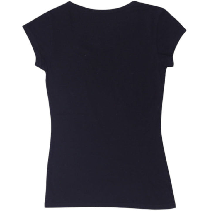 Y2K Ladies Guess Graphic T-Shirt Black Size XS
