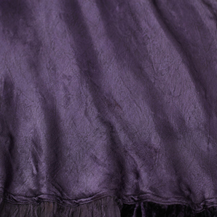 Y2K Ladies Encounter Floral Embroidered Velvet Tiered Prairie Skirt Free Size