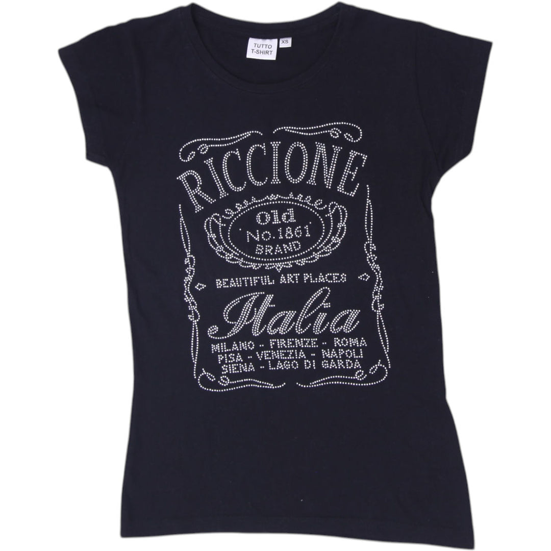 Y2K Ladies Tutto Riccione Italia "Beautiful Art Places" T-Shirt Size XS