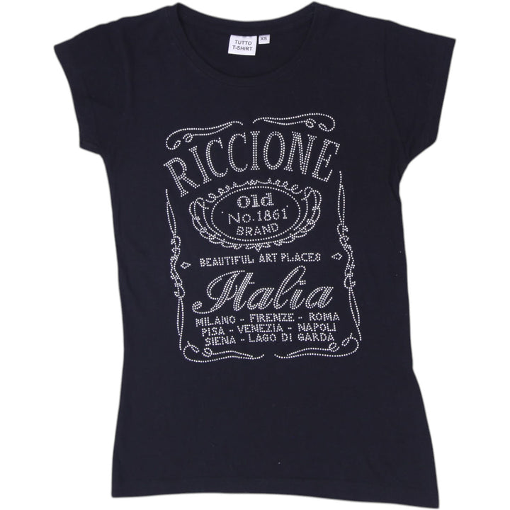 Y2K Ladies Tutto Riccione Italia "Beautiful Art Places" T-Shirt Size XS