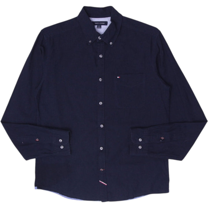 Mens Tommy Hilfiger Shirt Navy Long Sleeve Casual Logo Size M