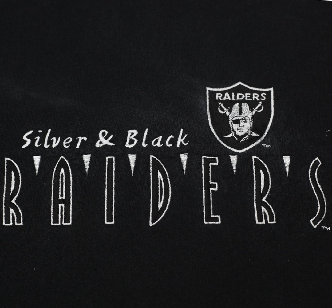 Vintage Salem Sportswear Silver & Black Raiders Black Sweatshirt L | Migration_Sweatshirt - Detail View | Fashion Rerun