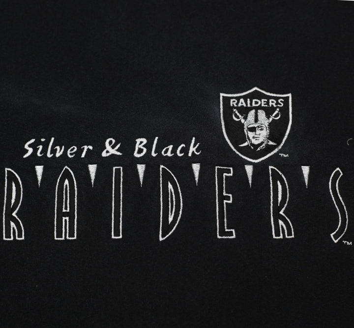 Vintage Salem Sportswear Silver & Black Raiders Black Sweatshirt L | Migration_Sweatshirt - Detail View | Fashion Rerun