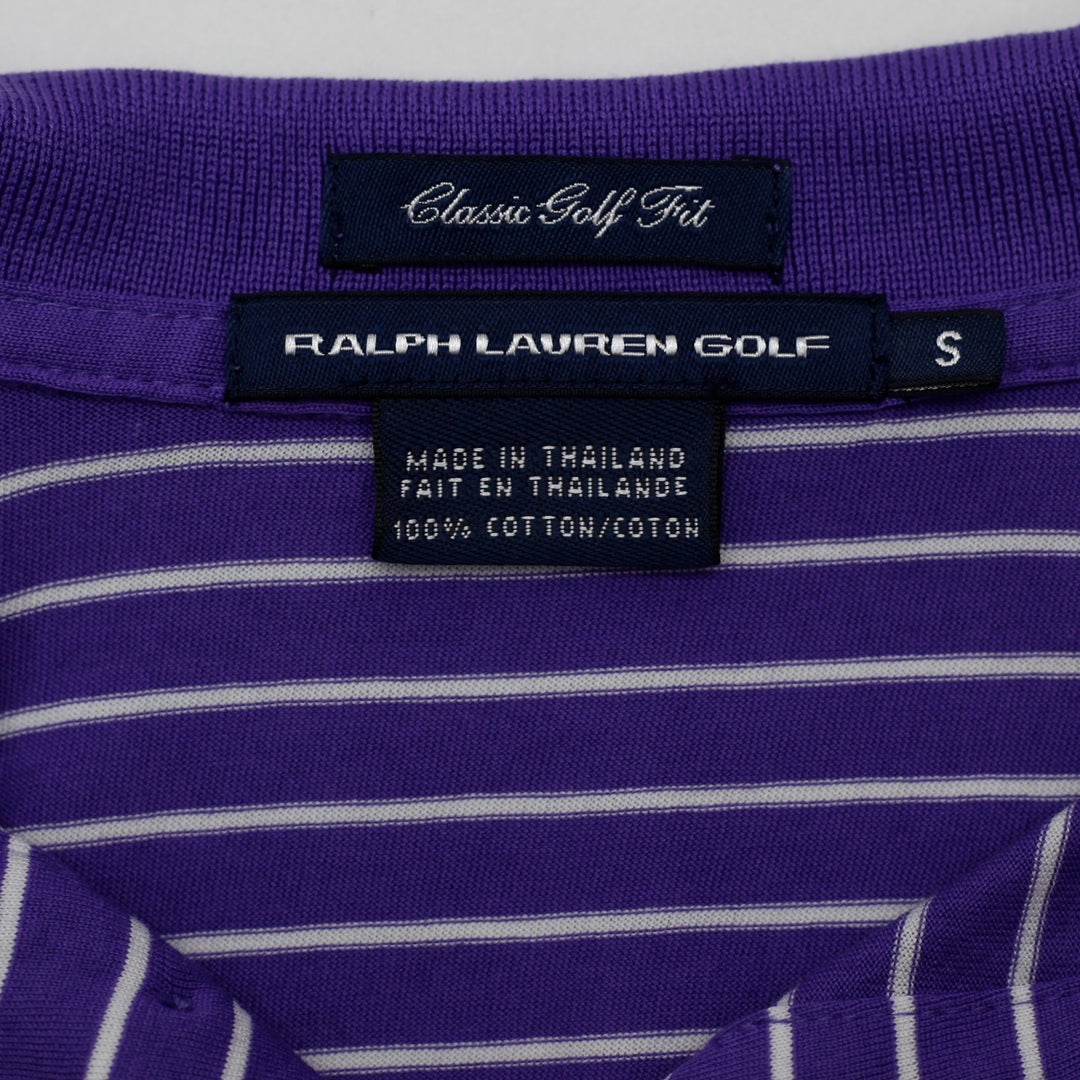 Ladies Ralph Lauren Golf Classic Golf Fit Striped Polo T-Shirt Purple Size S