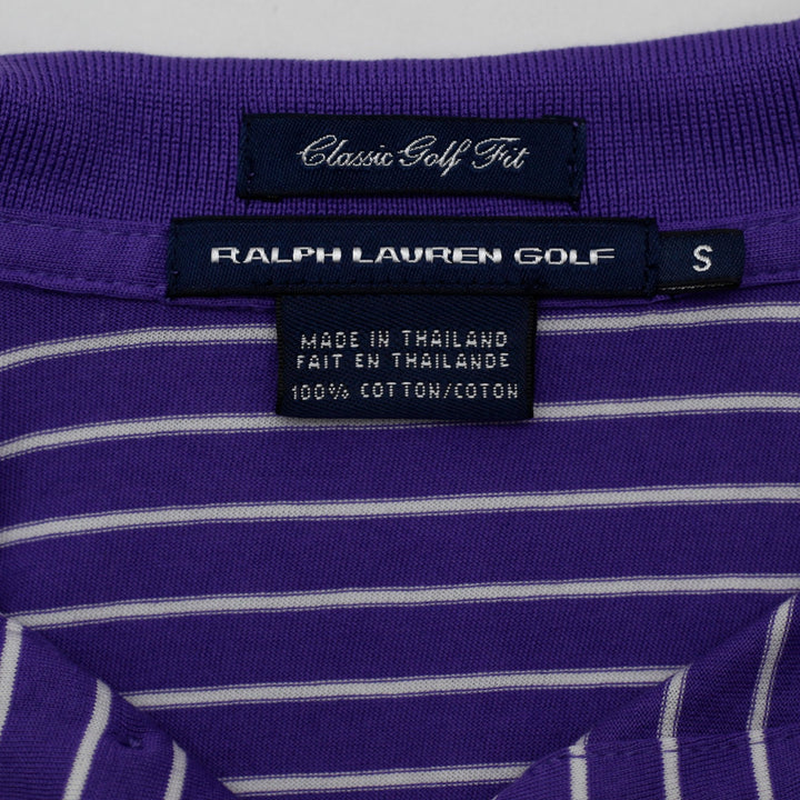 Ladies Ralph Lauren Golf Classic Golf Fit Striped Polo T-Shirt Purple Size S