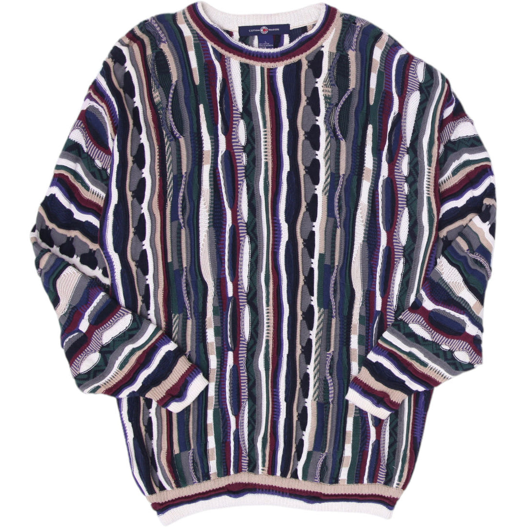 Vintage Mens Cotton Traders Striped Knitwear Sweater Size L