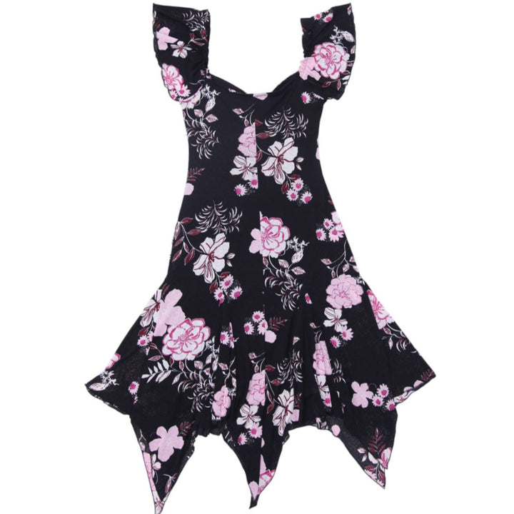 Y2K Ladies Bisou Bisou Floral Handkerchief Hem Dress Size 8