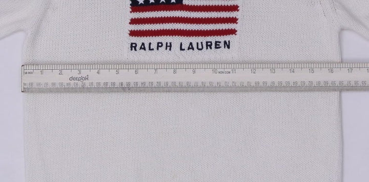 Vintage Ladies Polo Jeans Company Ralph Lauren Cotton American Flag Knit Sweater