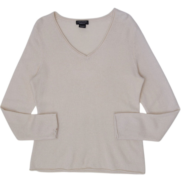 Ladies Lord & Taylor 100% Cashmere V-Neck Sweater Size XL