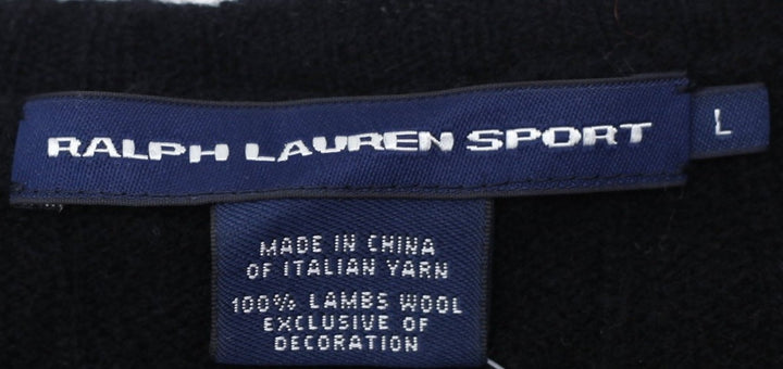 Ladies Ralph Lauren Sport V-Neck 100% Lamb Wool Cable Knit Sweater