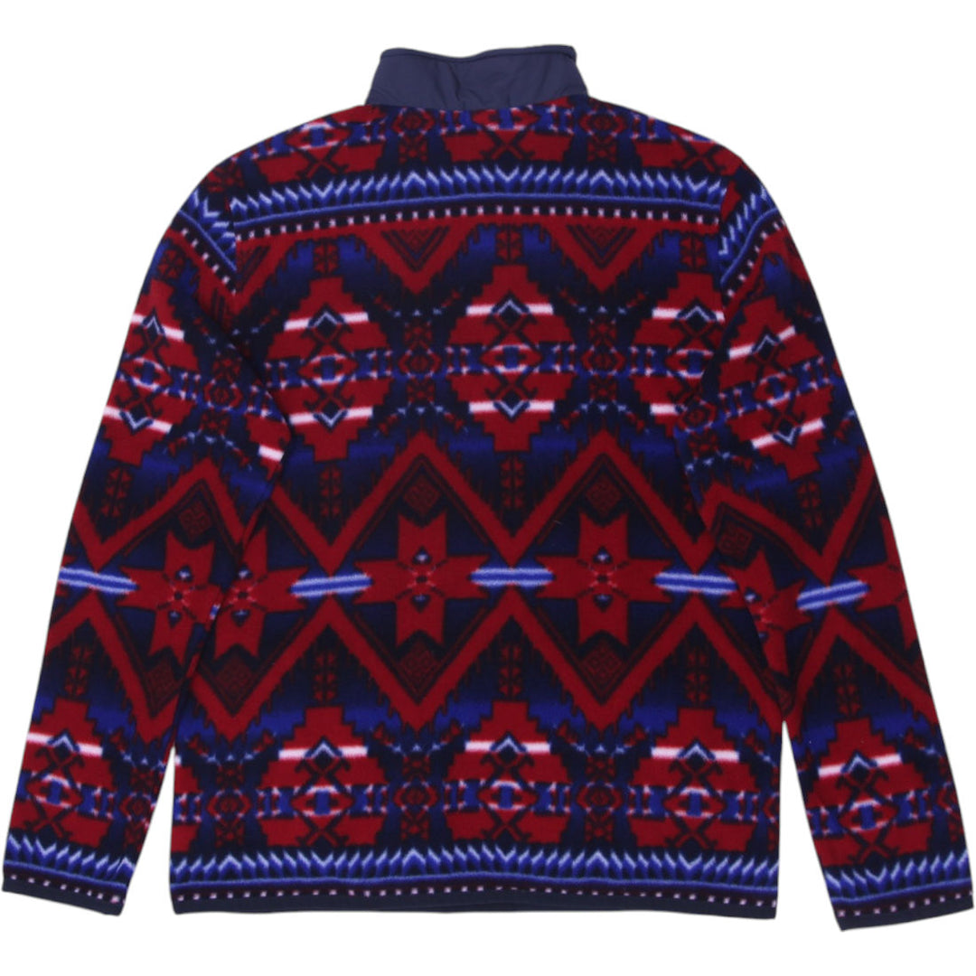 Mens Polo Ralph Lauren Red Blue Fleece Aztec Pattern Button Jacket | Migration_Jackets - Side View | Fashion Rerun