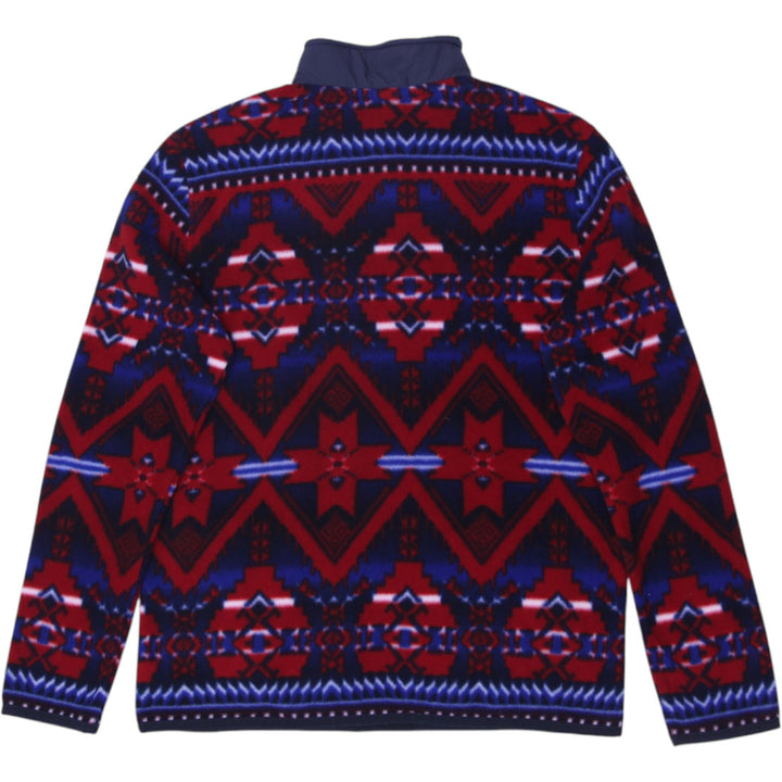 Mens Polo Ralph Lauren Red Blue Fleece Aztec Pattern Button Jacket | Migration_Jackets - Side View | Fashion Rerun