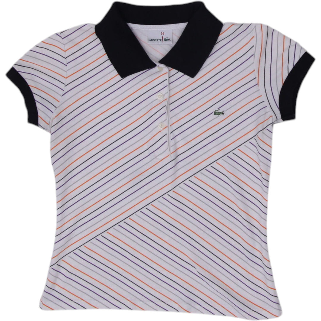 Y2K Ladies Lacoste Striped Polo Tee Size 36 | Migration_Y2K Tops | Fashion Rerun
