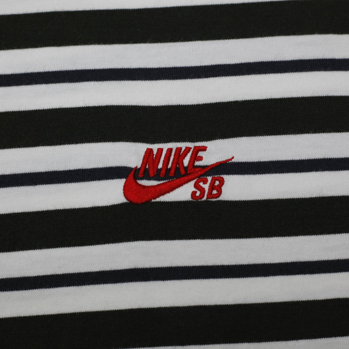 Mens Nike SB T-Shirt Black White Striped Loose Fit Skate Size S