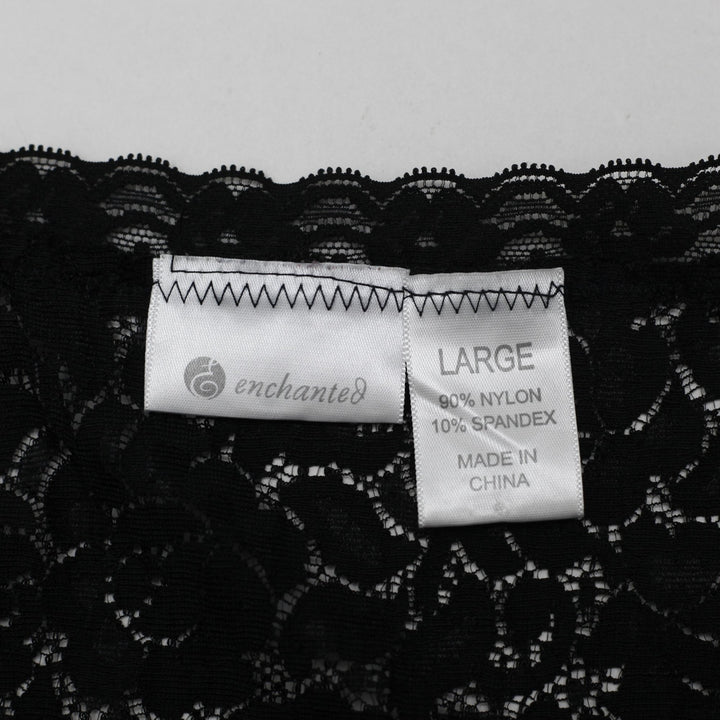 Y2K Ladies Enchanted Black All-Over Lace Cami Top Size Large
