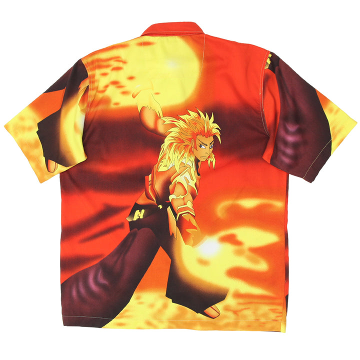 Vintage Y2K Samurai Warrior Print Short Sleeve Shirt | Migration_Shirts UAENAT40 - Side View | Fashion Rerun