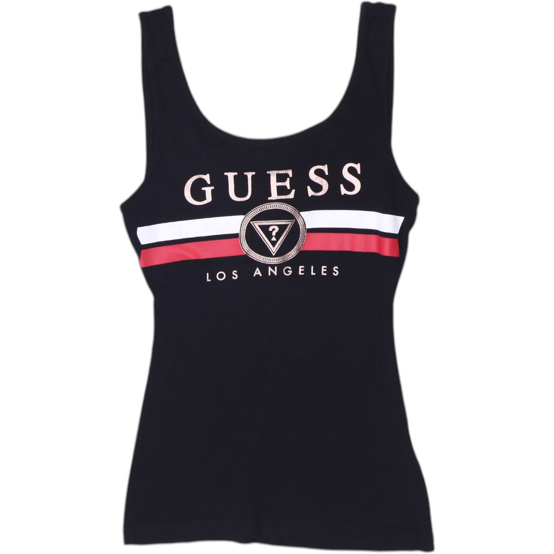 Y2K Ladies Guess Los Angeles Graphic Striped Tank Top Size XS