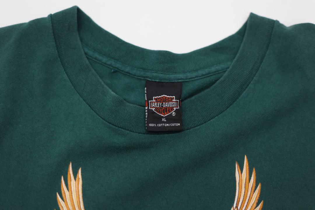 90's Vintage Harley Davidson Brothers T-Shirt S.Stitch Made in USA Green XL