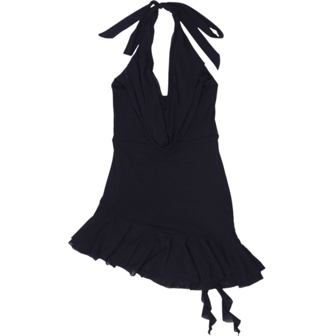 Shop Y2K Ladies Halter Ruffle Floral Mini Dress Size XS | Fashion Rerun