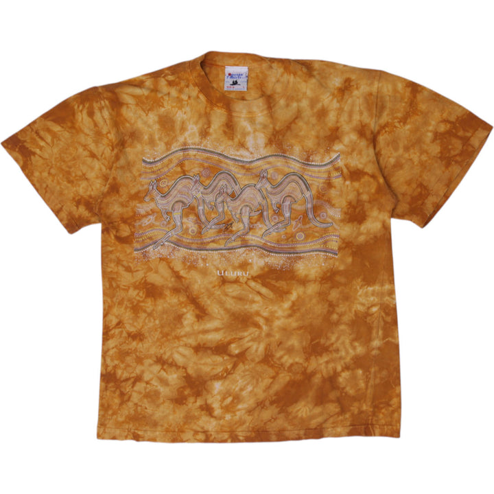 Vintage Gooses Australia T-Shirt Mens Ochre Tie Dye Camel Made in Australia L