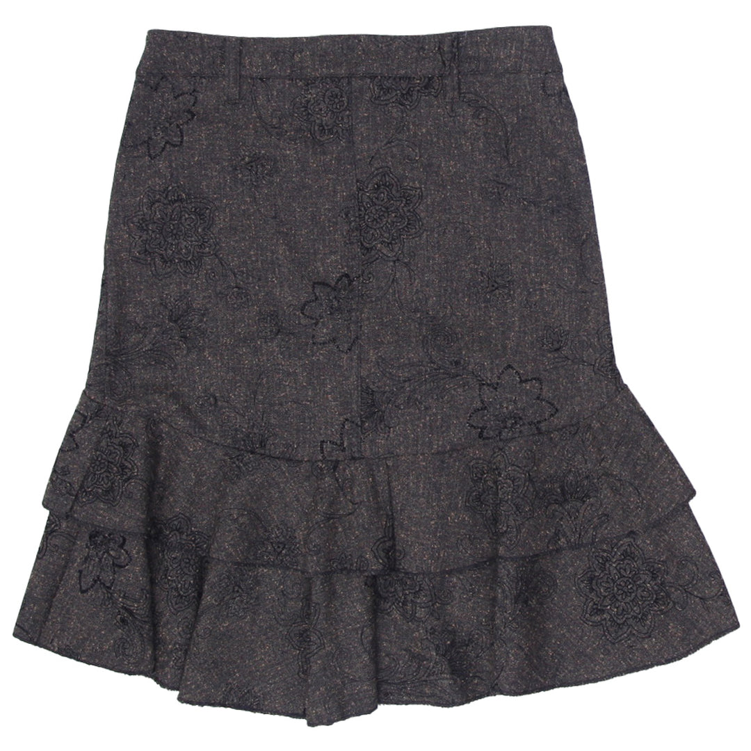 Y2K Ladies Embroidered Floral Ruffle Skirt