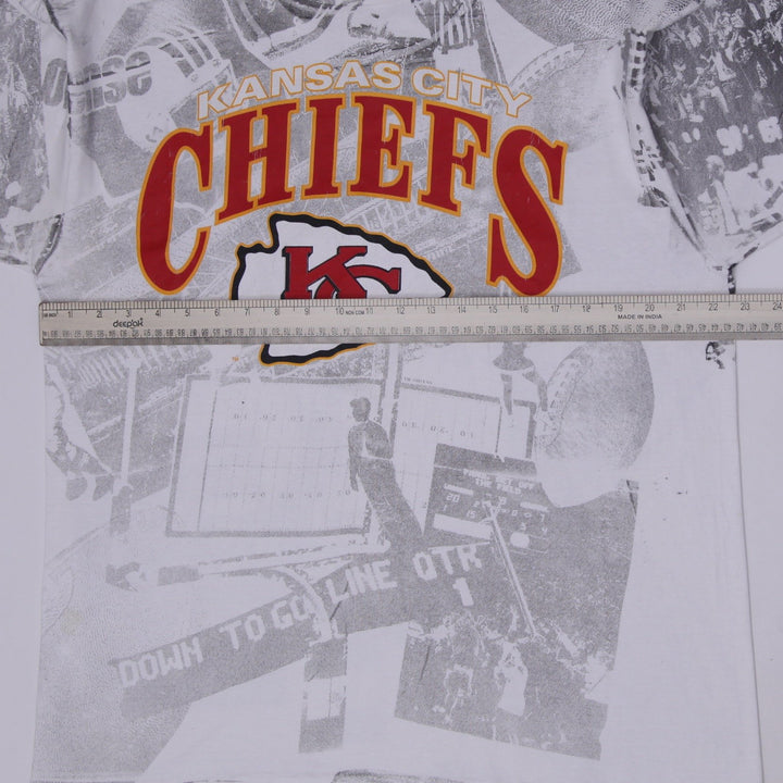 Vintage 90s Jostens Kansas City Chiefs All Over Print T Shirt XL Made in USA NFL