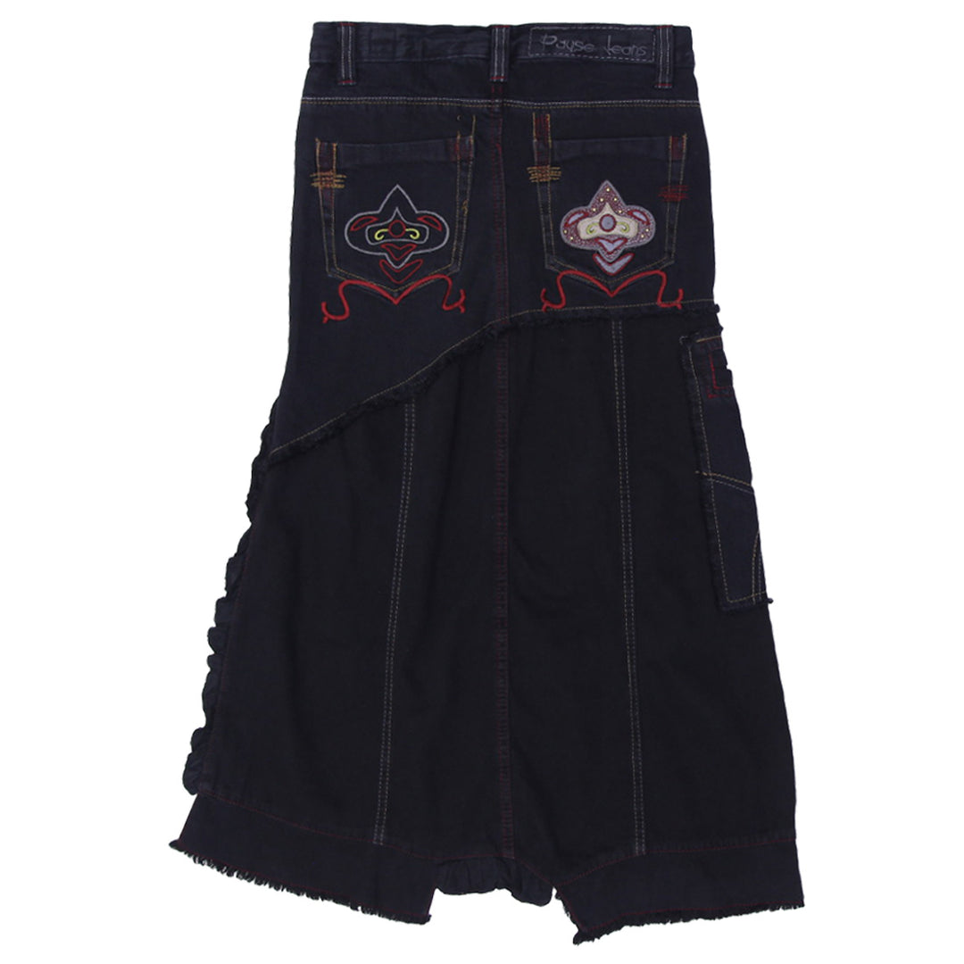 Y2K Ladies Pause Denim Black One Side Slit Skirt