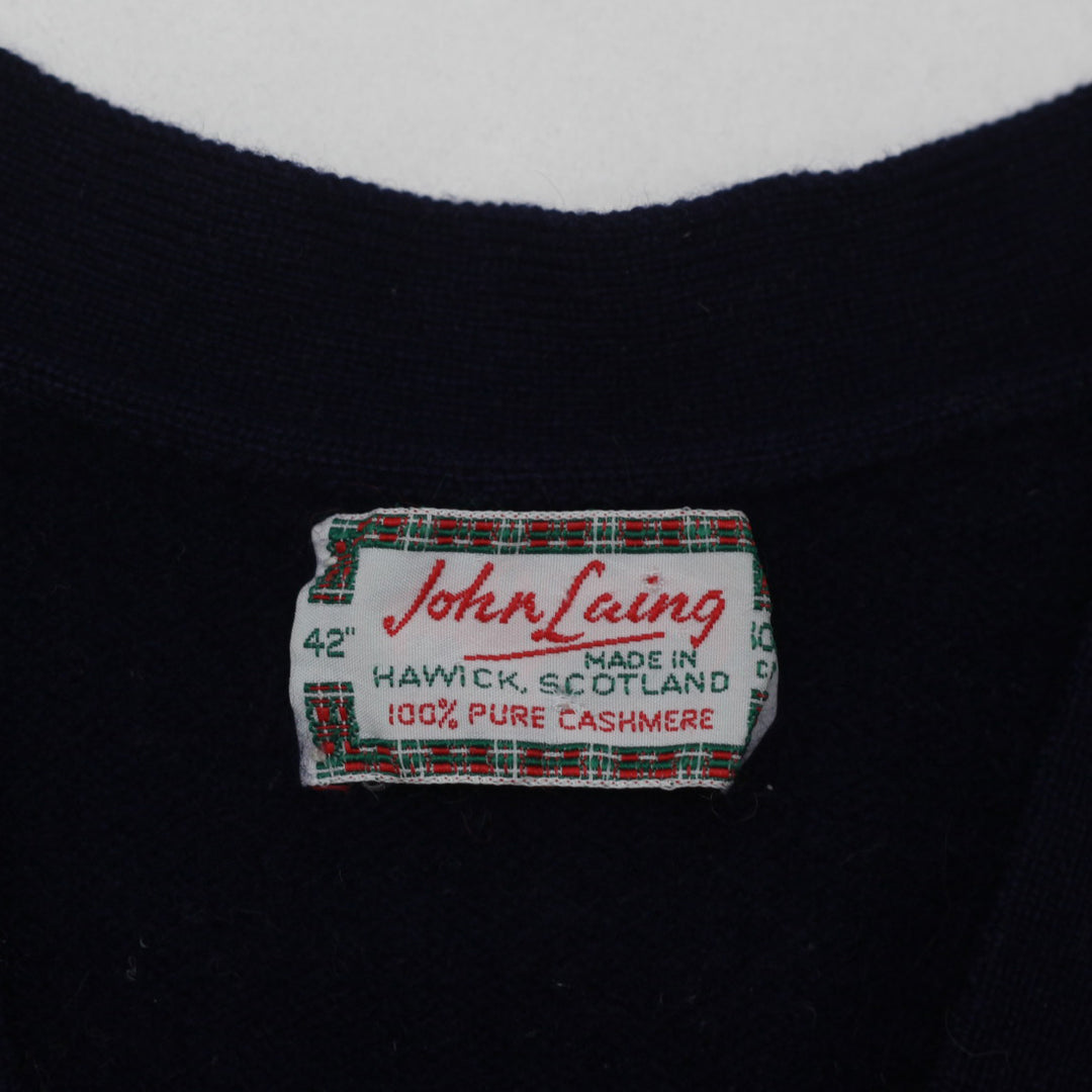 Vintage John Laing 100% Cashmere Sweater Vest-Argyle Pattern Navy Made In Scotland Ladies Size "42 - Fashion Rerun Vintage Migration_Sweaters